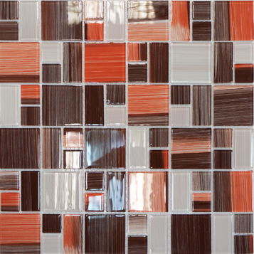 Elada Mosaic. Мозаика JSM-CH1021 (327*327*4мм) терракотовая полосатая mix size (в индивидуальной упа