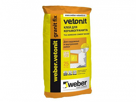 Клей для плитки и керамогранита Вебер.Ветонит (weber.vetonit Granit Fix) Гранит Фикс для наружных и 